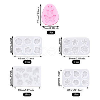 PandaHall Jewelry 5Pcs 5 Style DIY Silicone Molds DIY-PJ0001-23-1