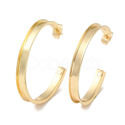 Rack Plating Iron Stud Half Hoop Earrings EJEW-M254-01G-02-1