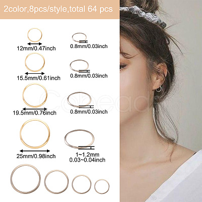 Craftdady 64Pcs 8 Styles 304 Stainless Steel Linking Ring STAS-CD0001-19-1