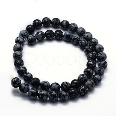 Natural Snowflake Obsidian Beads Strands G-I199-36-8mm-1