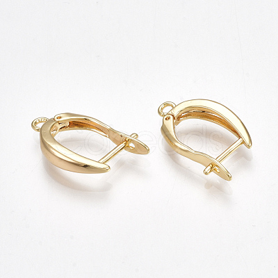 Brass Hoop Earring Findings with Latch Back Closure KK-S350-072G-1