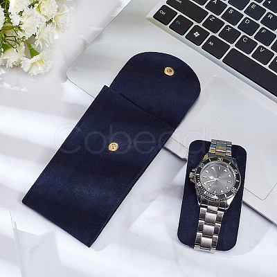 Rectangle Velvet Single Watch Storage Bag with Flip Cover ABAG-WH0044-46B-1