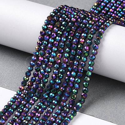 Electroplate Glass Beads Strands X-GLAA-H021-01B-FP11-1