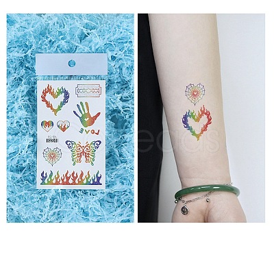 Pride Rainbow Flag Removable Temporary Tattoos Paper Stickers PW-WG41952-15-1