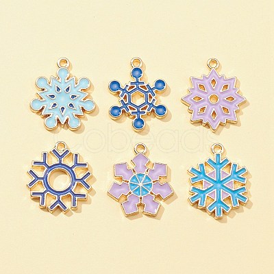 6Pcs 6 Styles Christmas Zinc Alloy Enamel Pendants FIND-FS0001-78-1