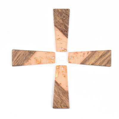 Transparent Resin & Walnut Wood Pendants RESI-S389-040A-B04-1