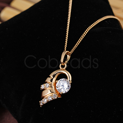 Exquisite Conch Shape Brass Cubic Zirconia Pendant Necklaces NJEW-EE0001-17G-1