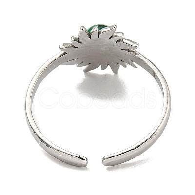 304 Stainless Steel Synthetic Malachite Cuff Rings G-Z056-01P-02-1