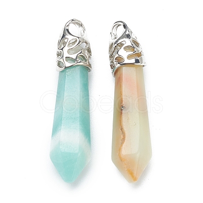 Bullet Natural Flower Amazonite Pointed Pendants G-E332-C38-1