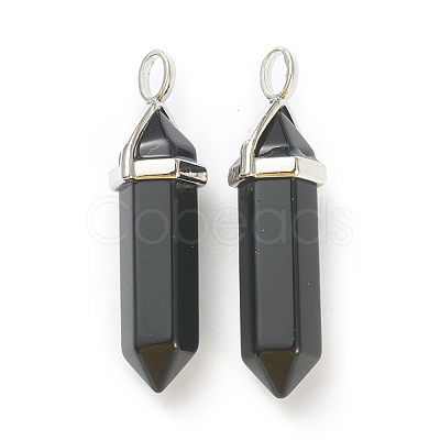 Natural Obsidian Pointed Pendants G-M378-01P-A17-1