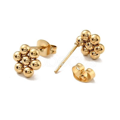 PVD Vacuum Plating 201 Stainless Steel Flower Stud Earrings with 304 Stainless Steel Pins for Women EJEW-C033-01G-1