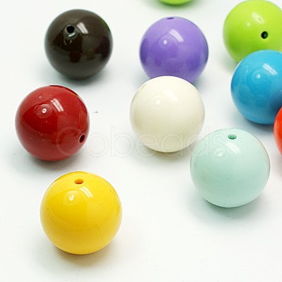 Mixed Color Chunky Bubblegum Acrylic Round Beads X-SACR-2425Y-M-1