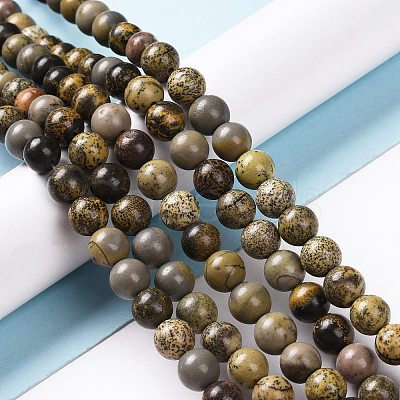 Natural Dendritic Jasper Beads Strands G-H1632-6MM-1