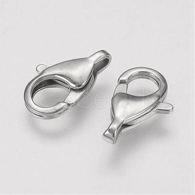 Tarnish Resistant 304 Stainless Steel Lobster Claw Clasps STAS-F109-05P-1