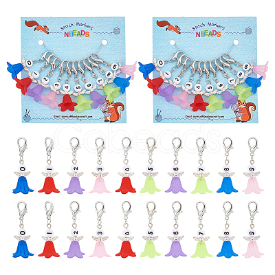 10Pcs 10 Style Number 0~9 Angel Locking Stitch Marker HJEW-PH01604-1