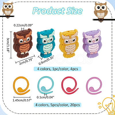 Nbeads Owl Silicone Knitting Needle Stoppers DIY-NB0010-75-1