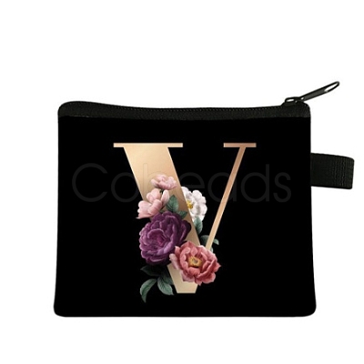 Initial Letter with Flower Cosmetic Bag PW-WG1F7F6-19-1