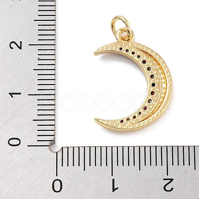 Moon Theme Rack Plating Brass Micro Pave Cubic Zirconia Pendants KK-Z071-52G-06-1