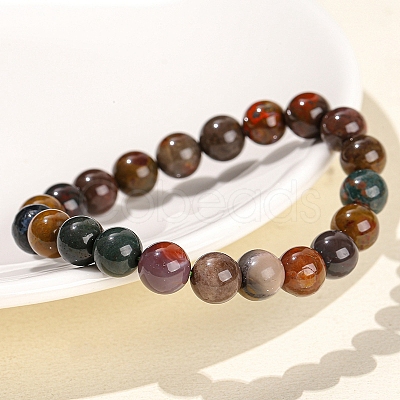 Natural Green Ocean Agate Round Stretch Bracelets for Women PW-WG91270-03-1