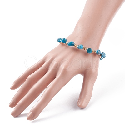 Natural Apatite Braided Beaded Bracelet BJEW-JB07997-07-1