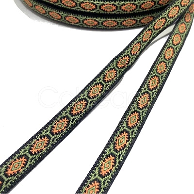 50 Yards Ethnic Style Embroidered Woven Nylon Flower Jacquard Ribbon PW-WG0FDC2-03-1