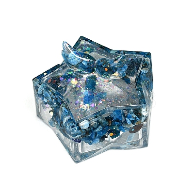 Natural Blue Opal Chips & Resin Storage Box Decorations PW-WG11533-01-1