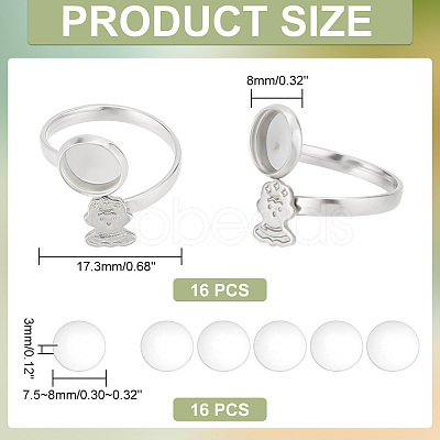 PandaHall Elite DIY Blank Dome Open Ring Making Kit STAS-PH0004-65-1