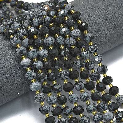 Natural Snowflake Obsidian Beads Strands G-K389-E86-01-1