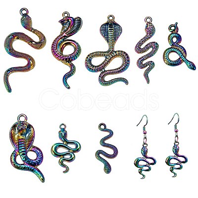 16Pcs 8 Style Rainbow Color Alloy Pendants FIND-LS0001-17MC-1