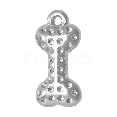 304 Stainless Steel Cartoon Dog Bone Pendant Rhinestone Settings PW-WGEB7DB-01-1