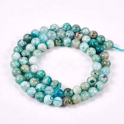 Natural Gemstone Hemimorphite Round Beads Strands G-L145-6mm-01-1