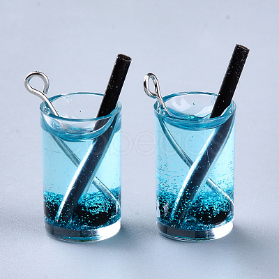 Imitation Juice Draft Beer Resin Pendants CRES-S359-15B-1