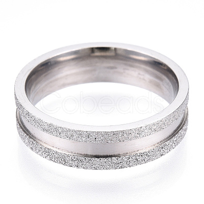 201 Stainless Steel Grooved Finger Ring for Men Women STAS-WH0039-05D-P-1