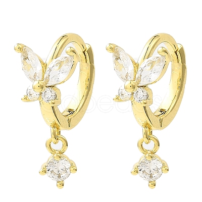 Butterfly Real 18K Gold Plated Brass Dangle Hoop Earrings EJEW-L270-11G-01-1