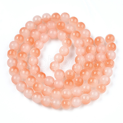 Baking Painted Imitation Jade Glass Round Bead Strands DGLA-N003-8mm-08-1