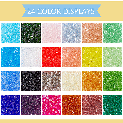 PandaHall Elite 2400Pcs 24 Style Faceted Bicone Glass Beads Strands EGLA-PH0001-43-1