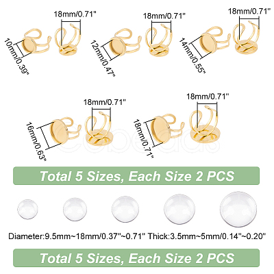 Unicraftale DIY Flat Round Blank Dome Ring Making Kit DIY-UN0004-01-1