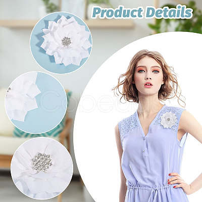 Flower Chiffon Fabric with Rhinestone Accessories FIND-WH0159-97-1