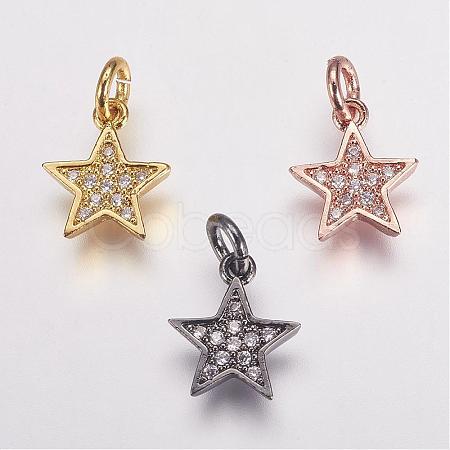 Brass Micro Pave Cubic Zirconia Charms ZIRC-G087-35-1