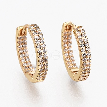 Clear Cubic Zirconia Small Chunky Huggie Hoop Earrings for Women ZIRC-SZ0002-75-1