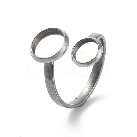 Non-Tarnish 304 Stainless Steel Open Cuff Ring Findings STAS-E124-05E-P-1