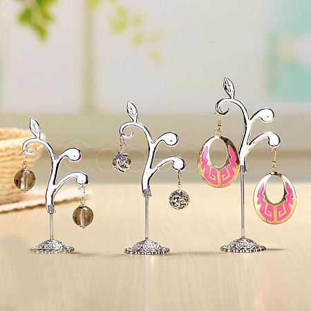3Pcs 3 Sizes Flower Alloy with Iron Dangle Earrings Display Stands PW-WG94325-02-1