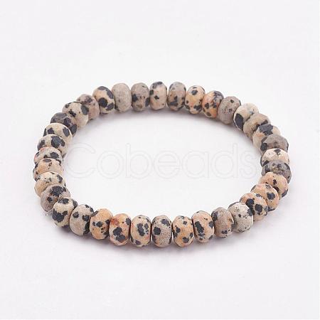Natural Dalmatian Jasper Stretch Bracelets BJEW-JB03067-02-1