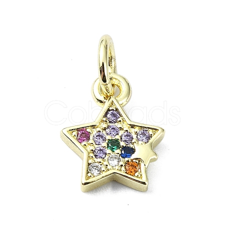 Brass Micro Pave Colorful Cubic Zirconia Pendants KK-H475-19G-01-1