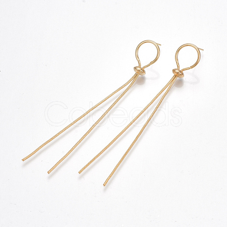 Brass Tassels Stud Earrings KK-S350-044G-1