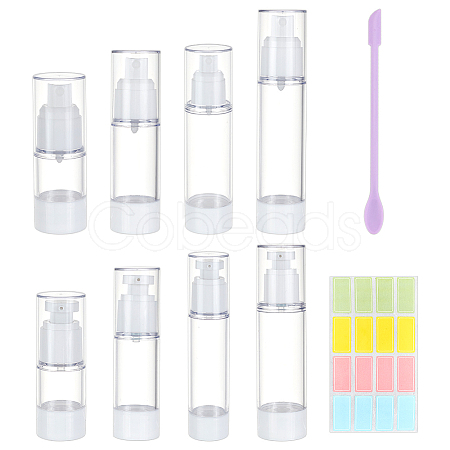 PandaHall Elite 8Pcs 8 Style Plastic Portable Refillable Airless Pump Bottles AJEW-PH0011-42-1