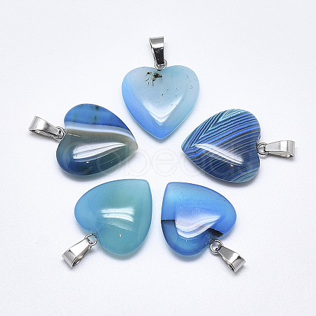 Natural Banded Agate/Striped Agate Pendants G-T122-24G-1