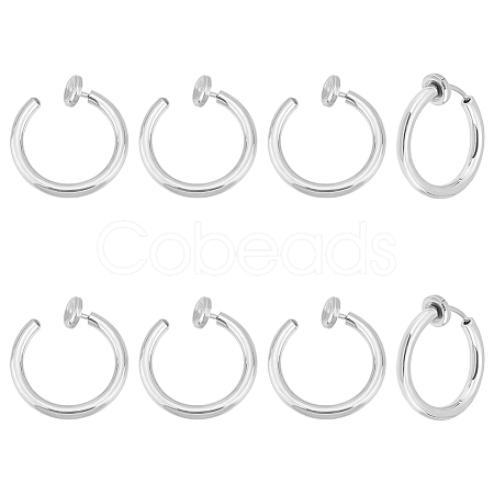 Unicraftale 4 Pairs 201 Stainless Steel Retractable Clip-on Hoop Earrings STAS-UN0052-03B-1