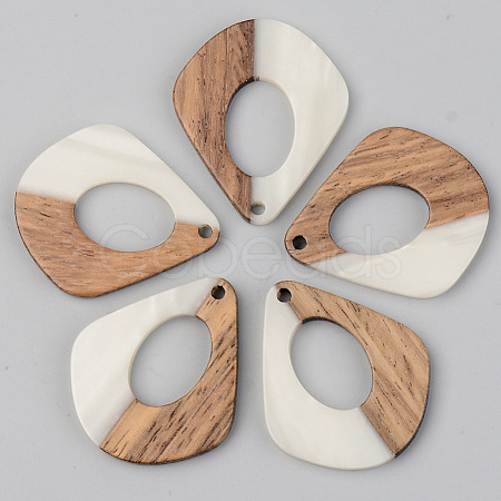 Opaque Resin & Walnut Wood Pendants RESI-S389-016A-C04-1