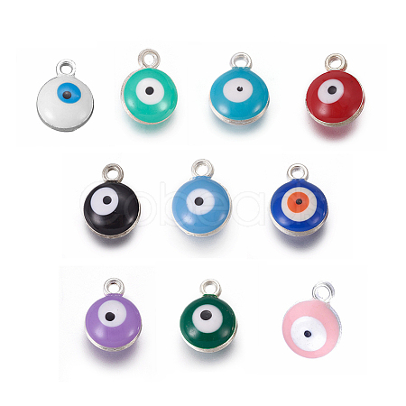 Double-sided Platinum Plated Alloy Enamel Charms X-ENAM-WH0046-B-M-1